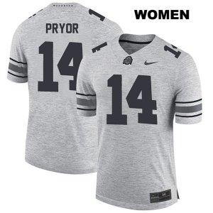 Women's NCAA Ohio State Buckeyes Isaiah Pryor #14 College Stitched Authentic Nike Gray Football Jersey CU20D77OJ